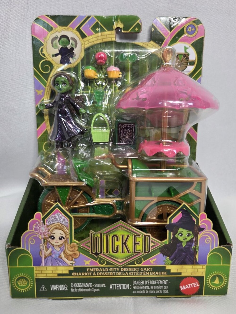 Mattel Wicked Movie Emerald City Dessert Cart Elphaba Doll Playset NIB